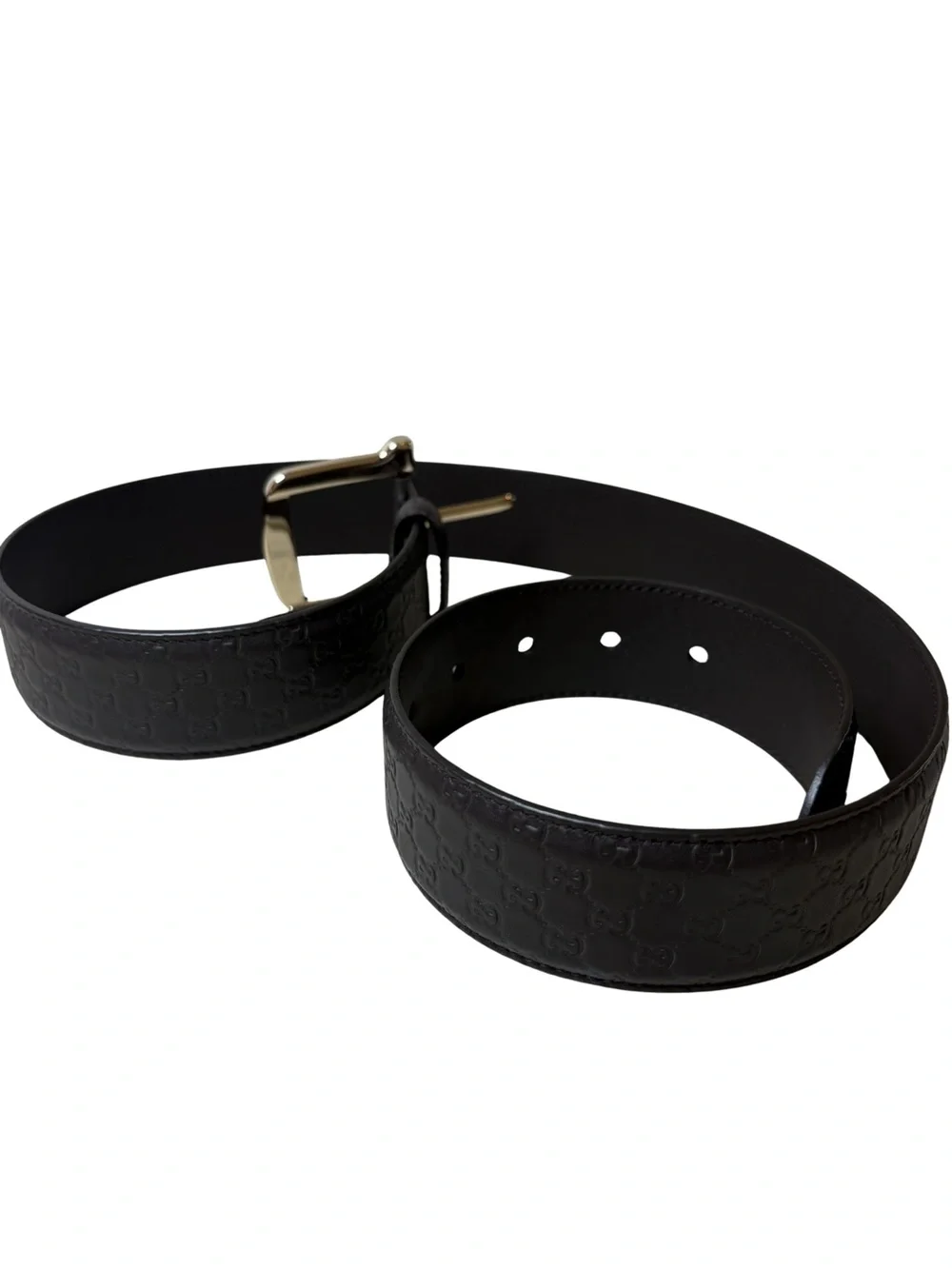 Gucci Black Leather Men's Belt with Gold-Tone Buckle